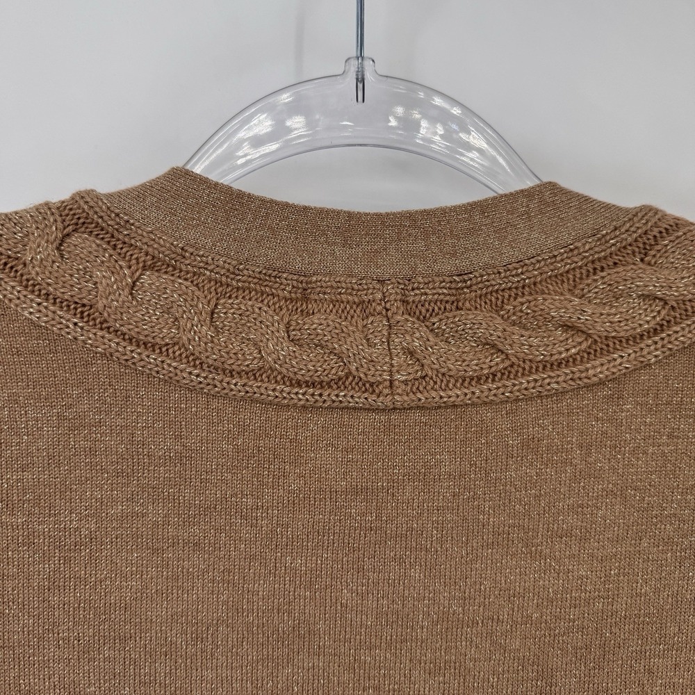 Lands' End Cardigan Sweater Womens 1X 16W-18W Gold Metallic Wool Blend Festive - Picture 11 of 16